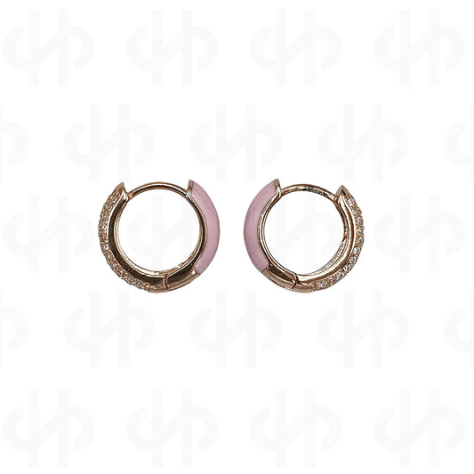 Enamel Earring with White Cubic Zirconia | Pink