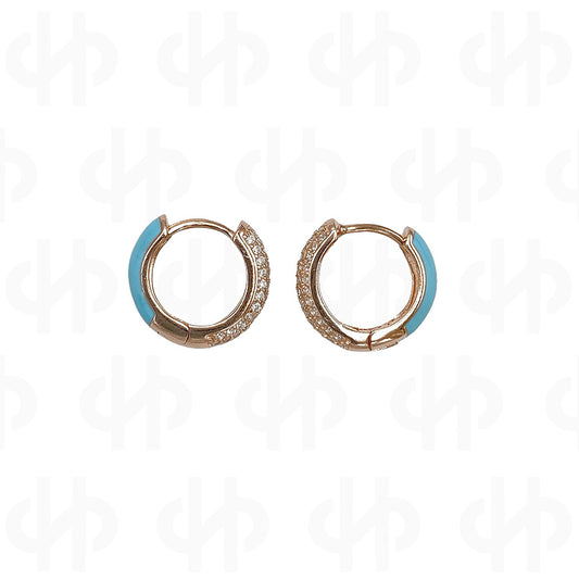 Enamel Earring with White Cubic Zirconia | Turquoise
