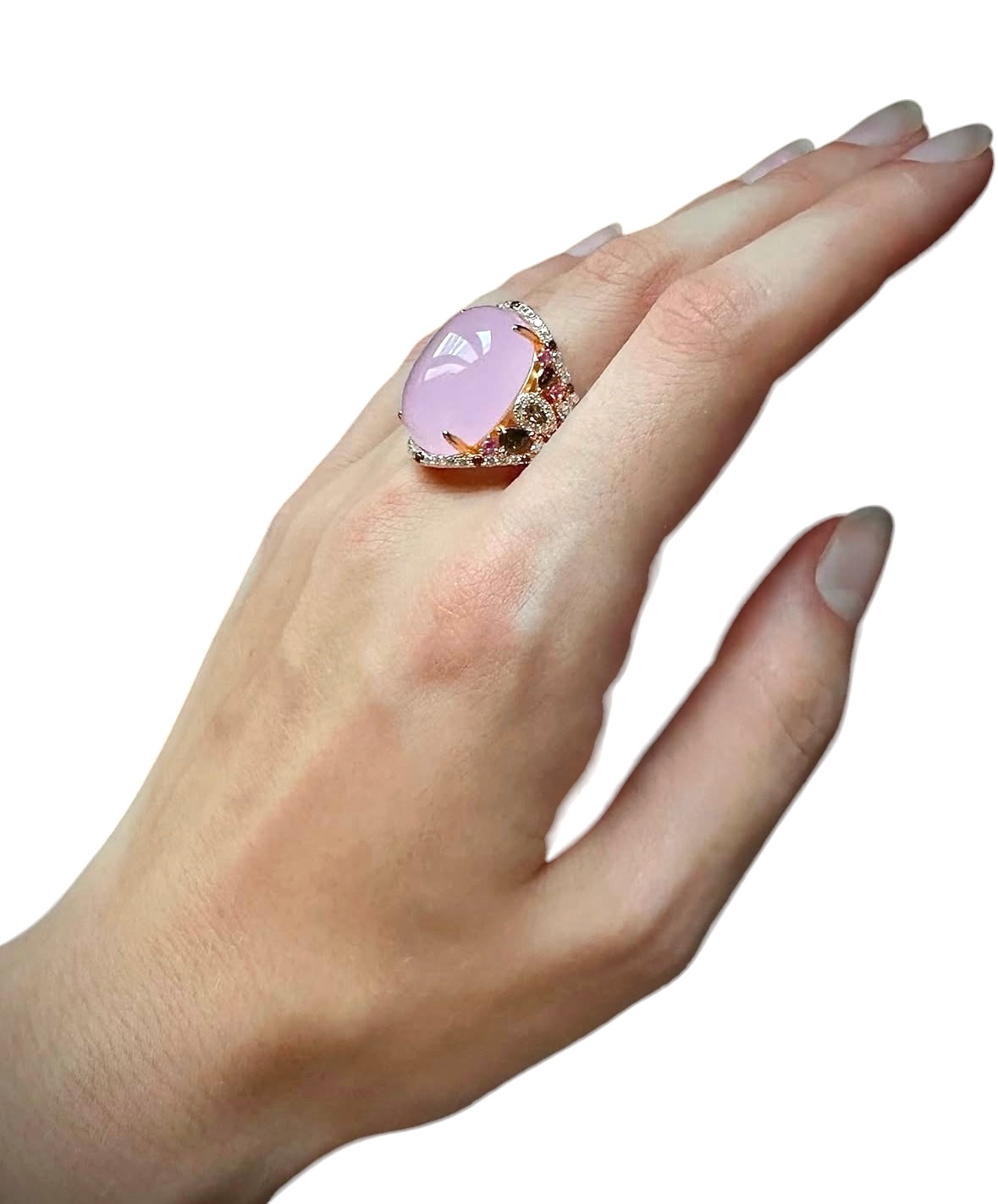 Oval Passion Ring with Swaroski stones | Pink