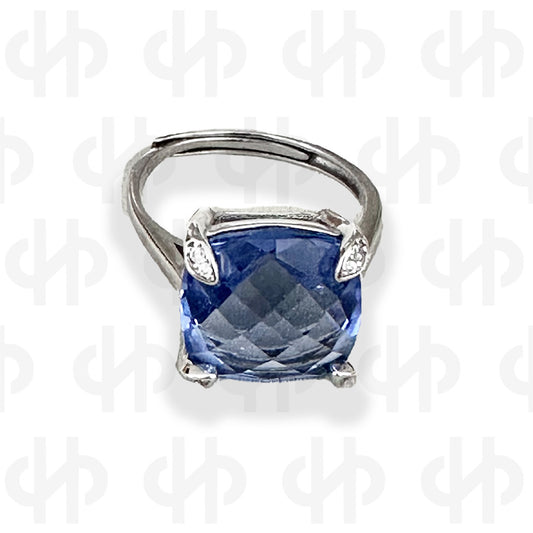 Blue spark crystal ring
