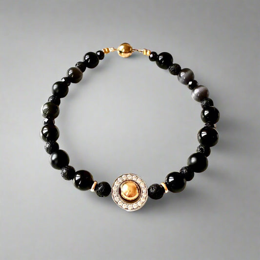 The Gold Collection Bracelet | Lava, Agat, Onyx, Rock Crystal