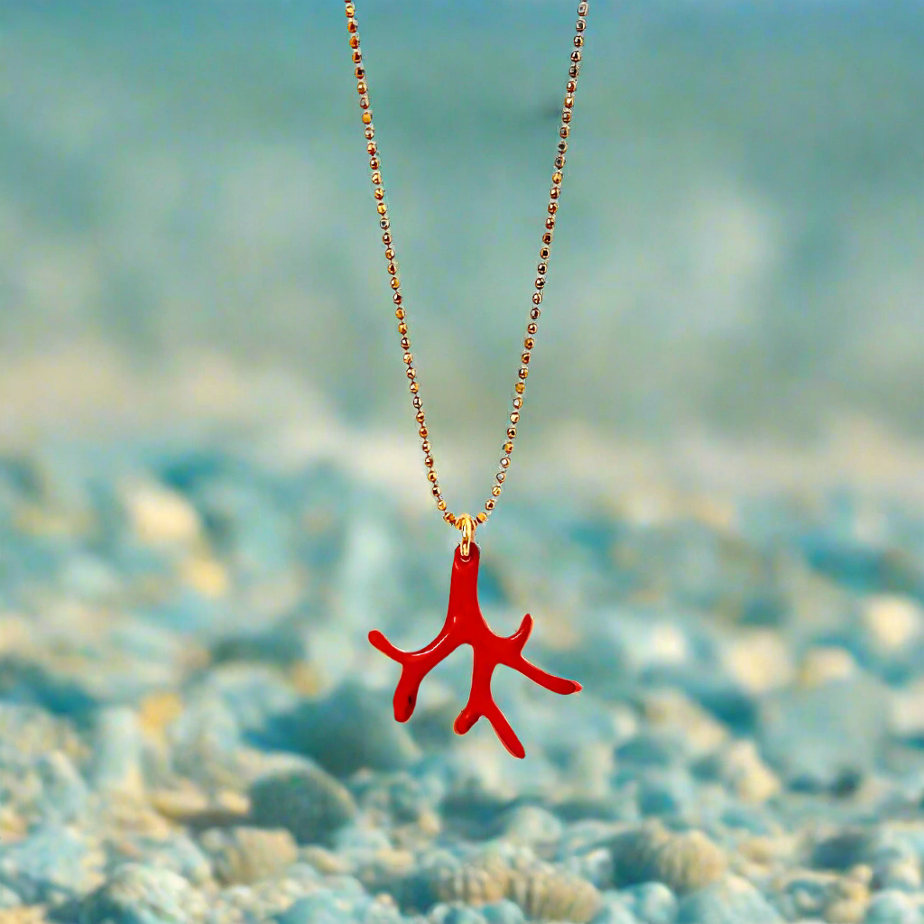 Red Enamel Coral necklace