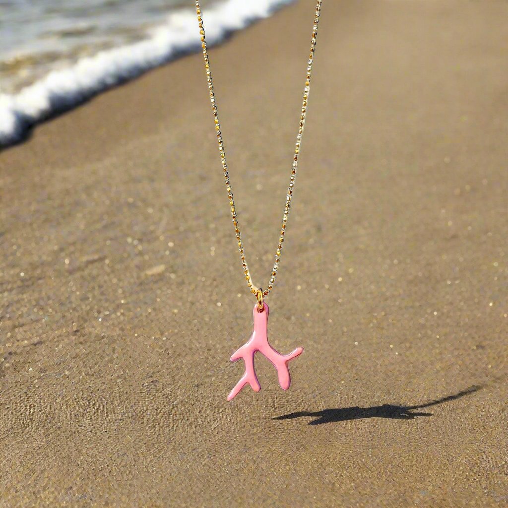 Coral Necklace | Pink Enamel
