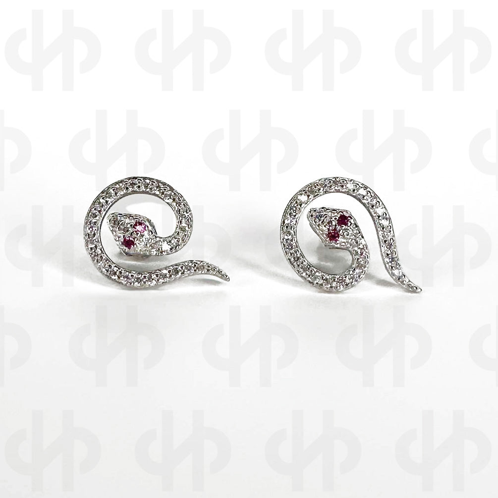 Snake Earrrings with Rubies