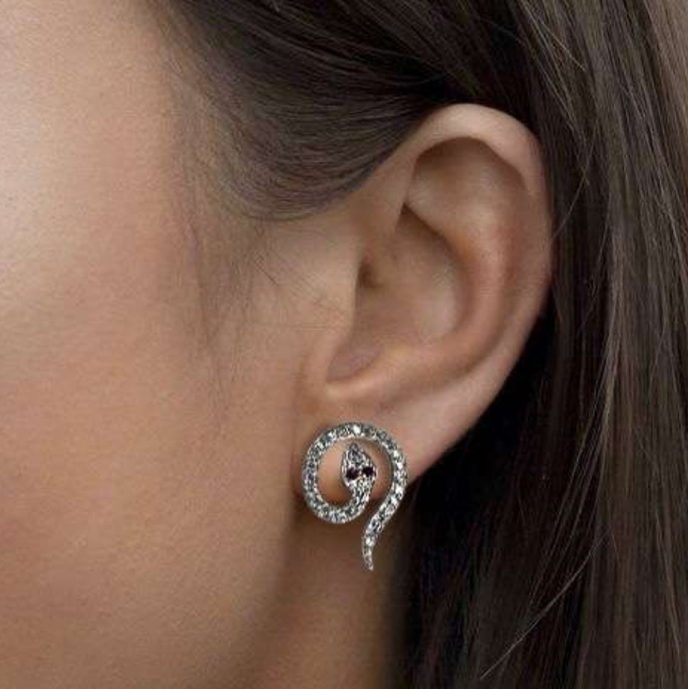 Snake Earrrings with Rubies