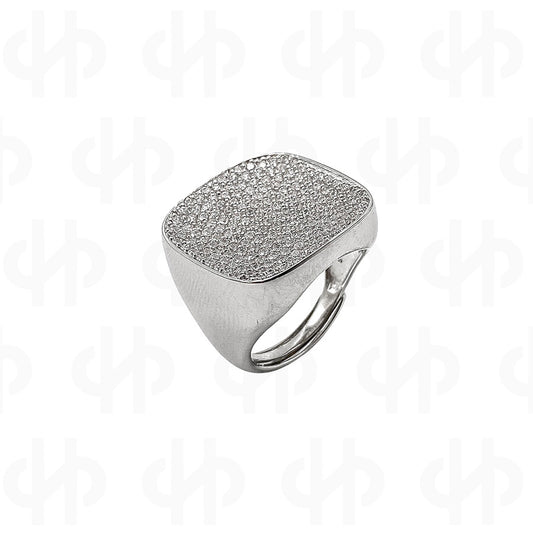 Bright Square Ring with Cubic Zirconia