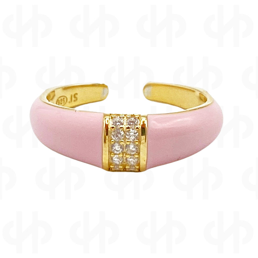 Enamel Ring with White Zirconia | Pink