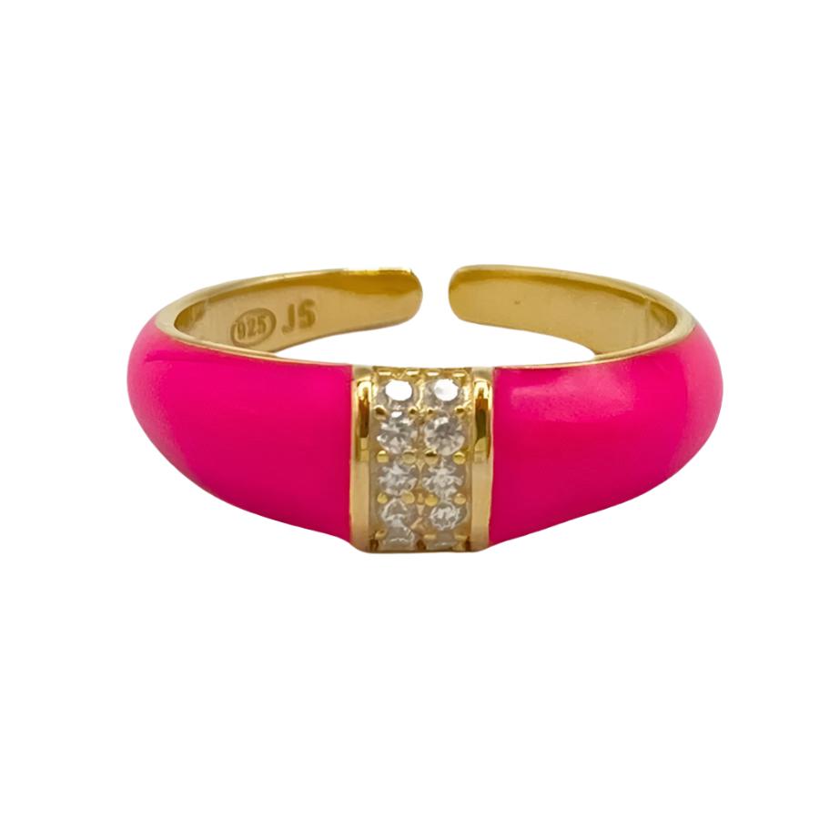 Enamel Ring with White Zirconia | Fuxia
