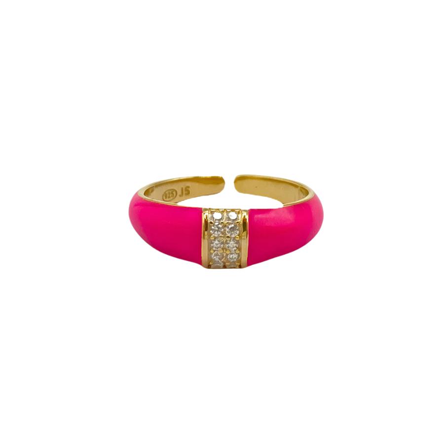 Enamel Ring with White Zirconia | Fuxia