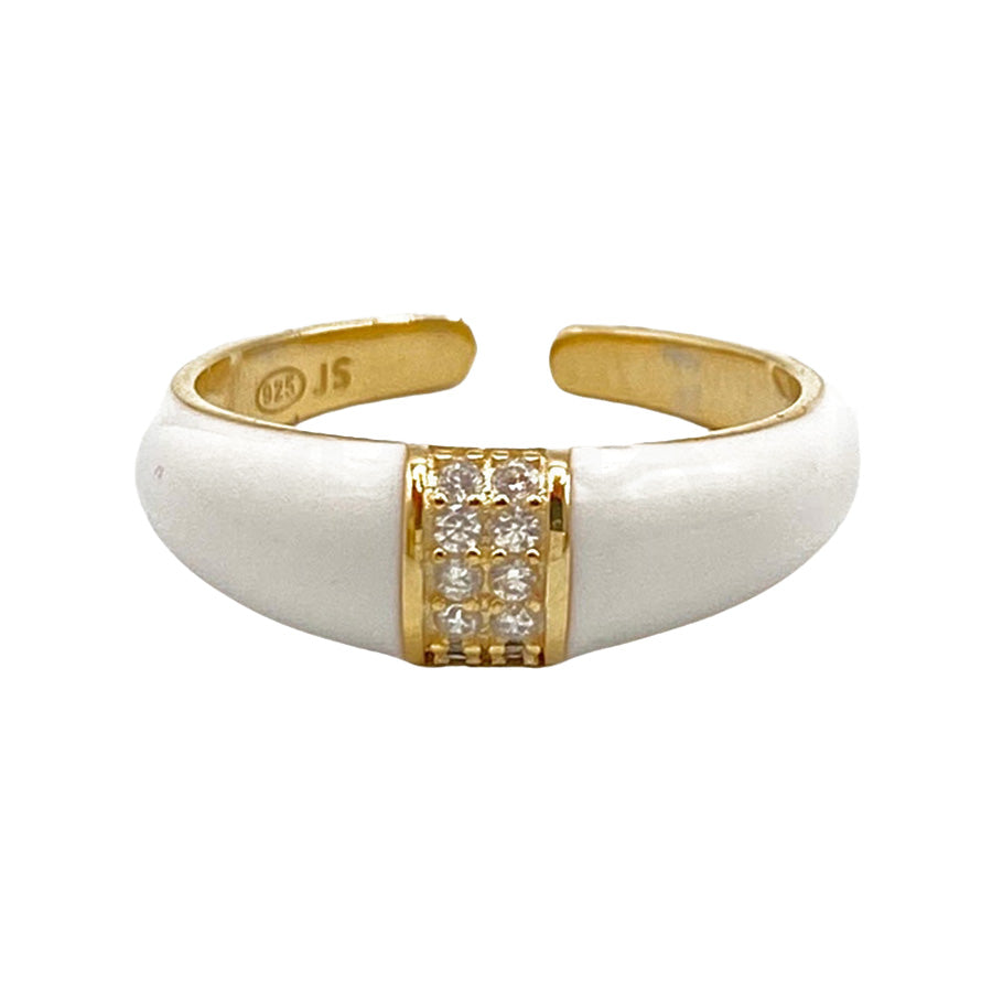 Enamel Ring with White Zirconia | White