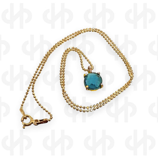 Blue topaz necklace with gold vermail chain
