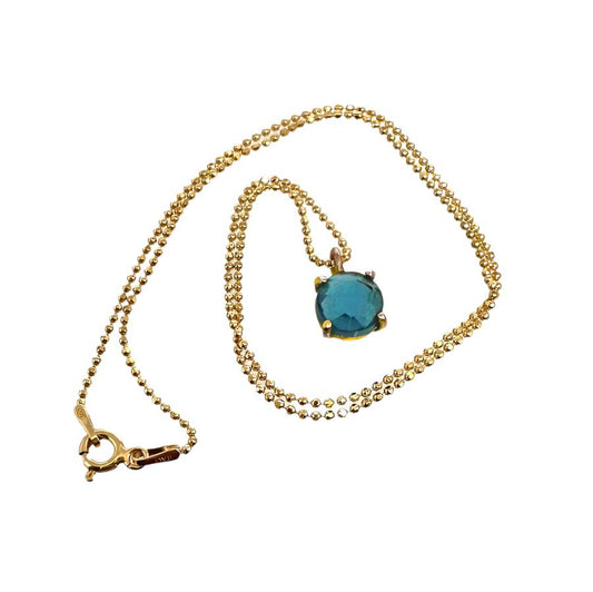 Blue topaz necklace with gold vermail chain