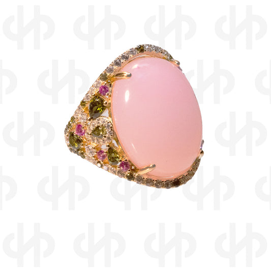 Ring Oval with Swaroski stones | Pink