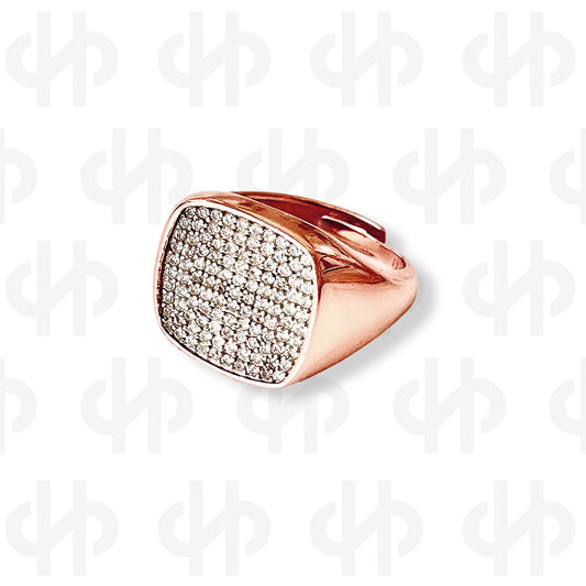 Chevalier Square Ring with Cubic Zirconia