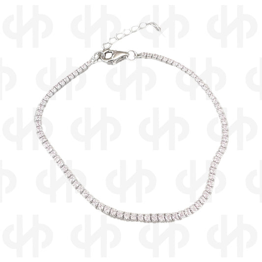 Silver Tennis bracelet with light pink cubic zirconia