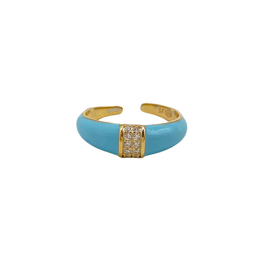 Enamel Ring with White Zirconia | Turquoise