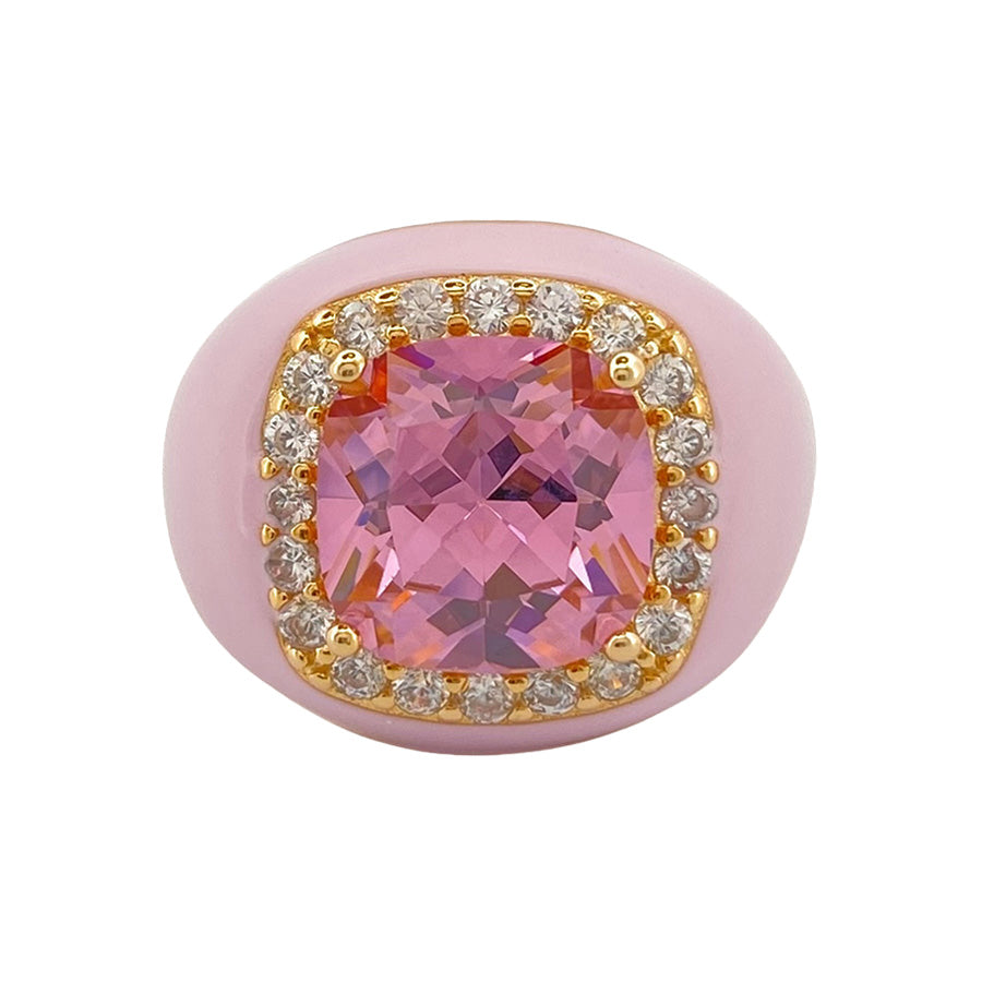 Chevalier Ring with Enamel and Stone | Pink