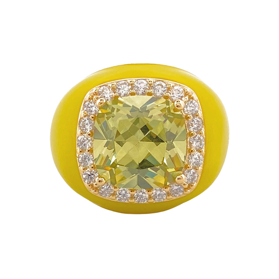 Chevalier Ring with Enamel and Stone | Yellow