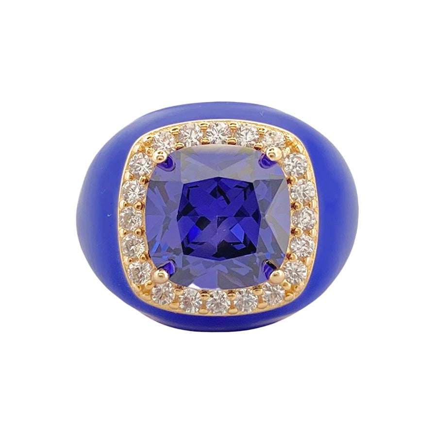 Chevalier Ring with Enamel and Stone | Blue