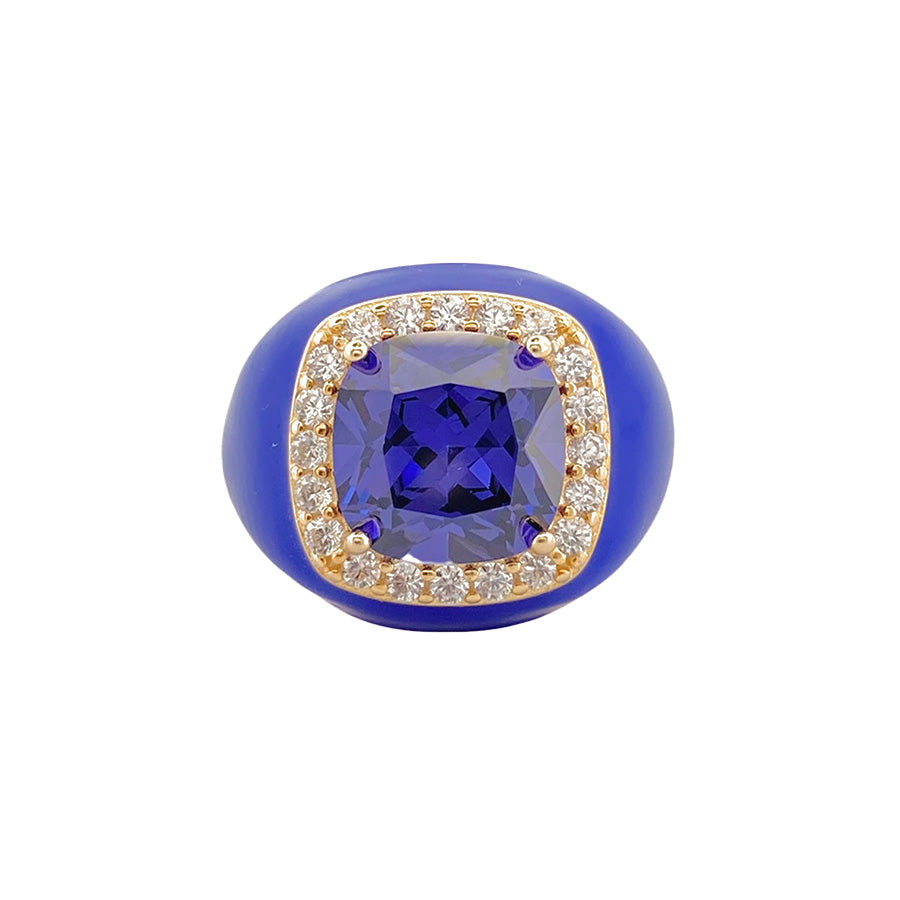 Chevalier Ring with Enamel and Stone | Blue