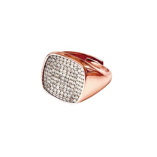 Chevalier Square Ring with Cubic Zirconia