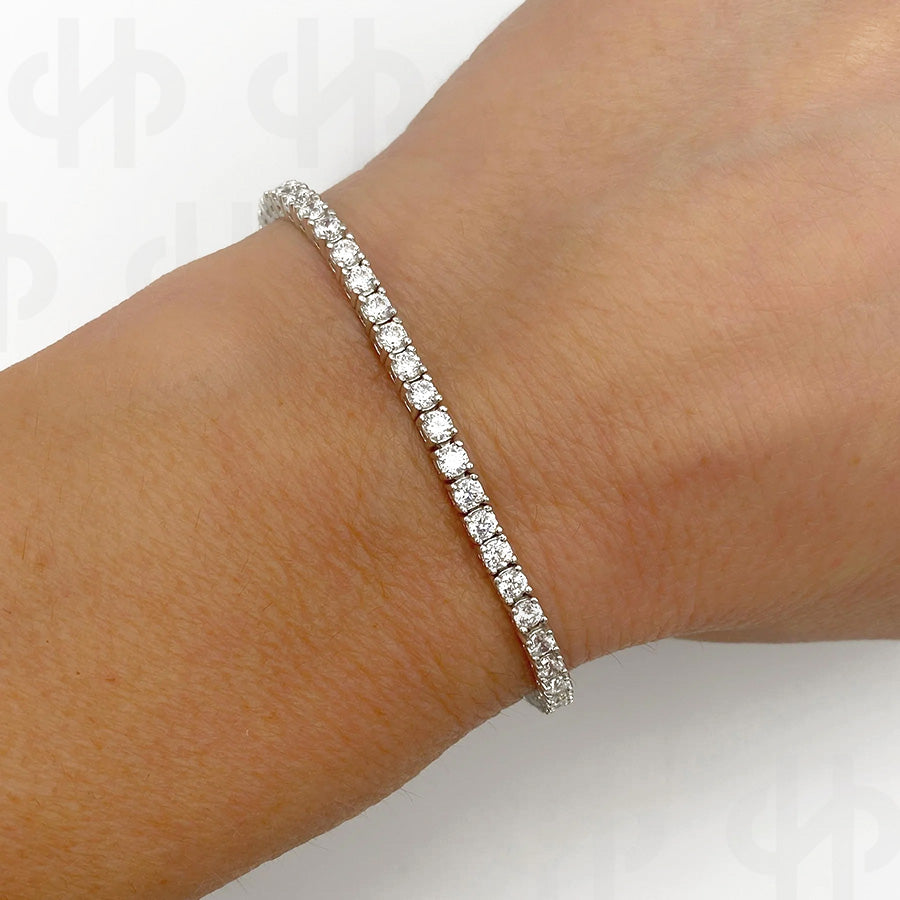 Silver Tennis bracelet with light pink cubic zirconia