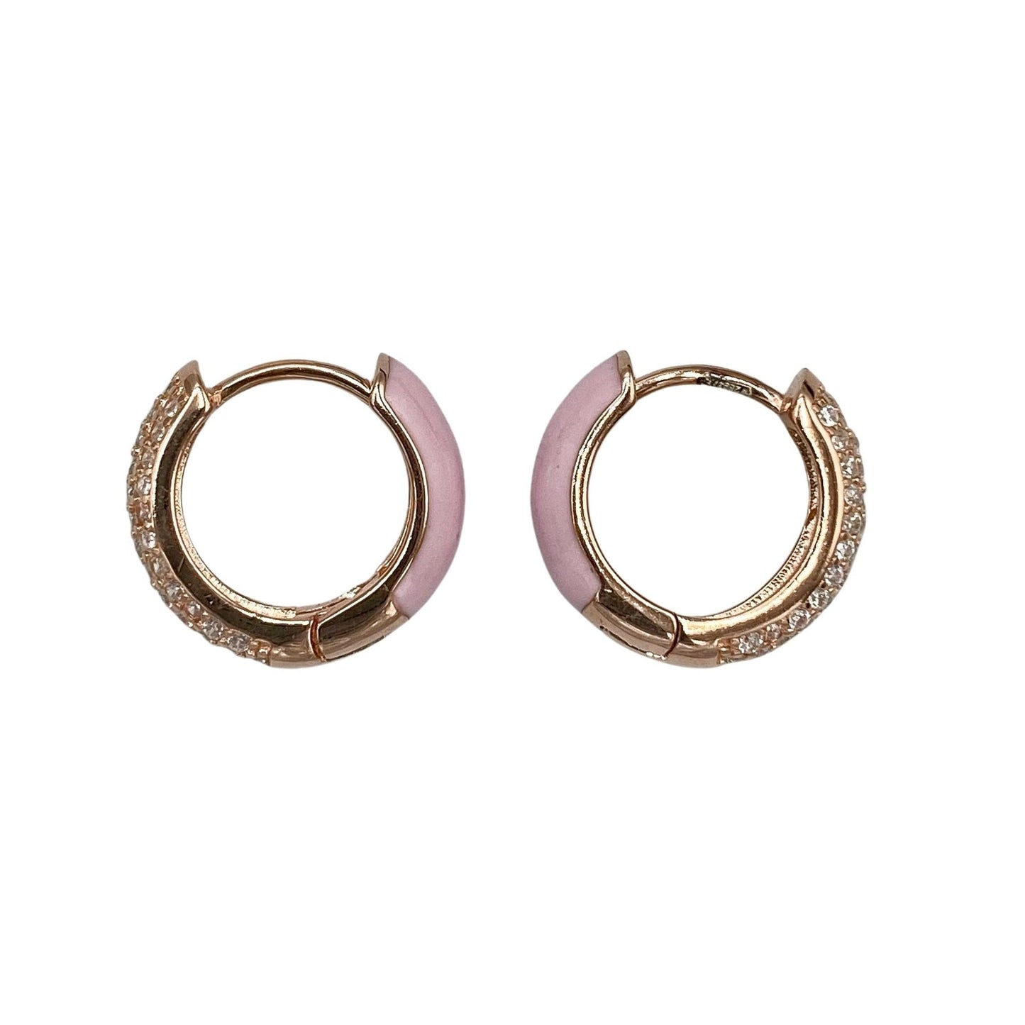 Enamel Earring with White Cubic Zirconia | Pink