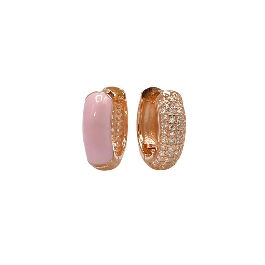 Enamel Earring with White Cubic Zirconia | Pink