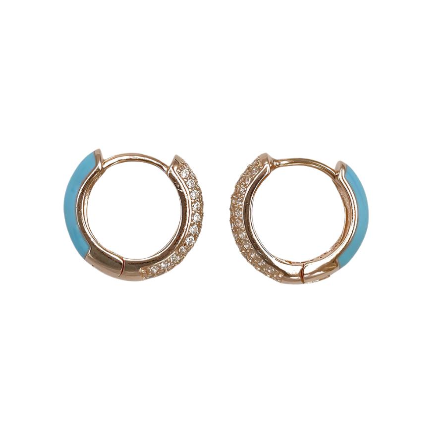 Enamel Earring with White Cubic Zirconia | Turquoise