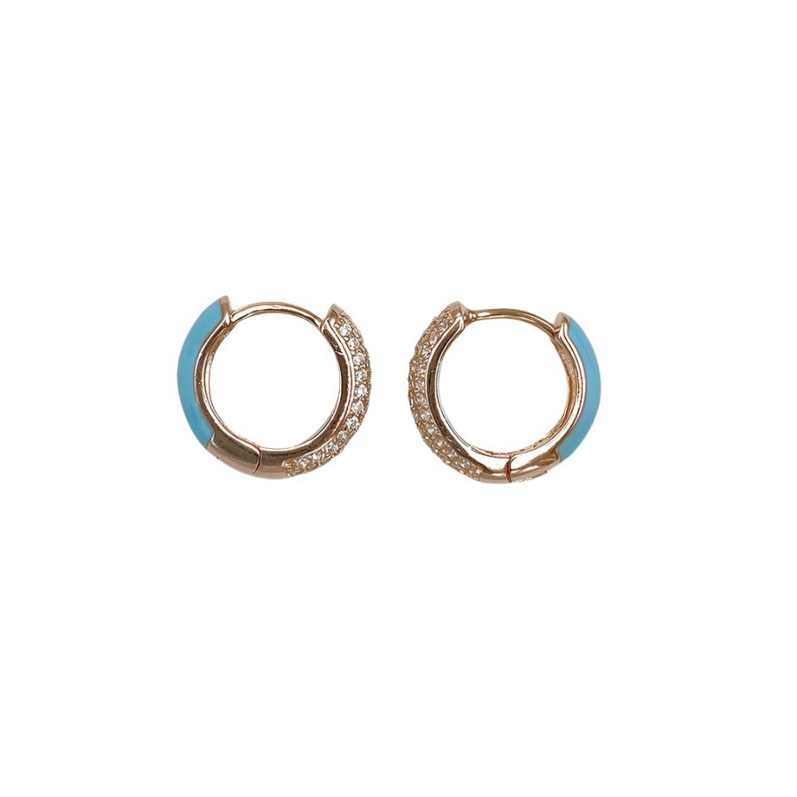 Enamel Earring with White Cubic Zirconia | Turquoise