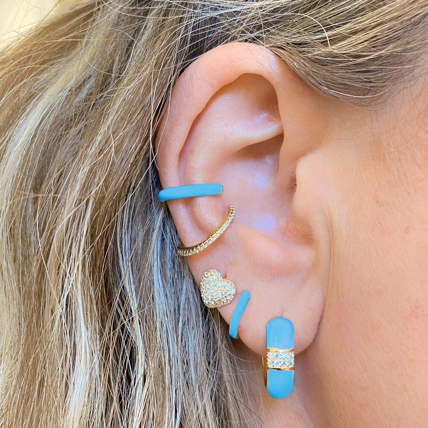 Hoop Earrings with Enamel | Turquoise