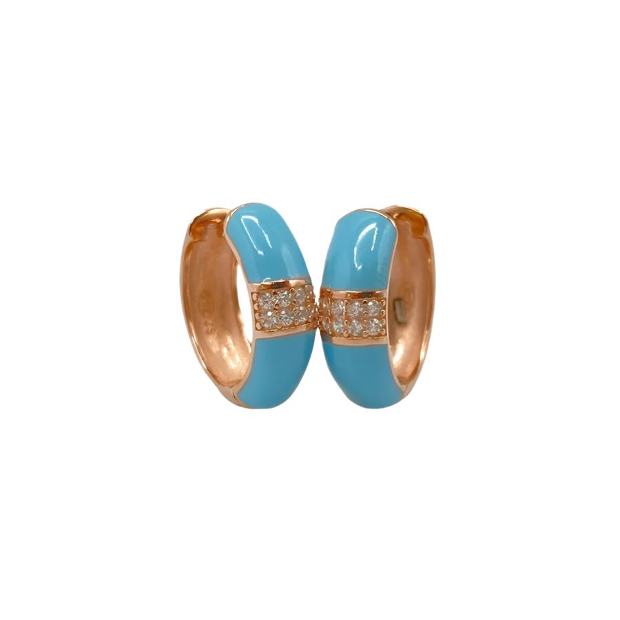 Hoop Earrings with Enamel | Turquoise