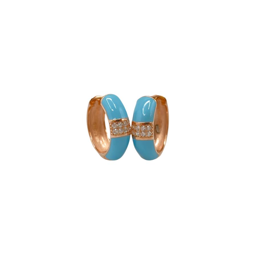 Hoop Earrings with Enamel | Turquoise