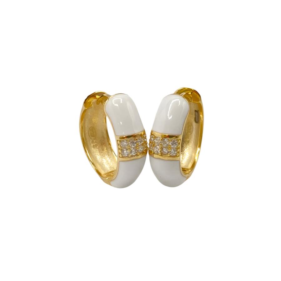 Hoop Earrings with Enamel | White