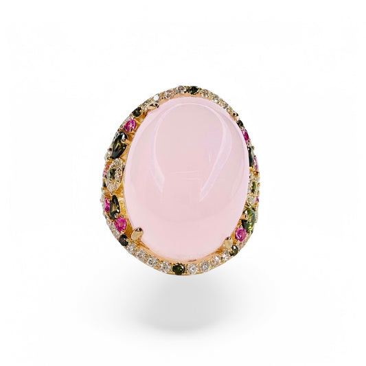 Oval Passion Ring with Swaroski stones | Pink