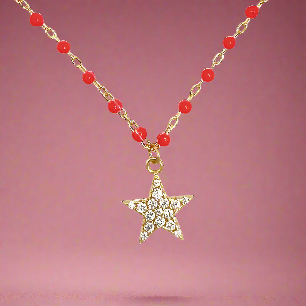 Get Your Star | | Necklace Red Enamel