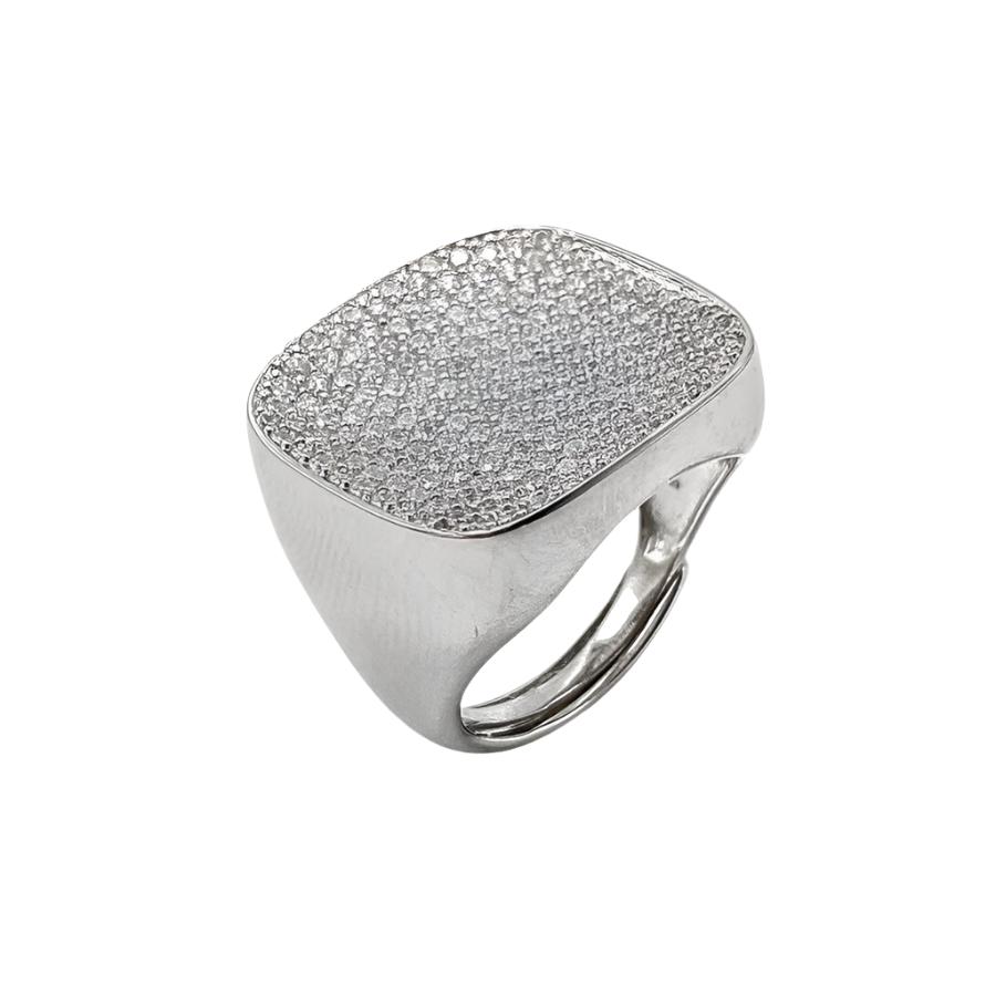 Bright Square Ring with Cubic Zirconia