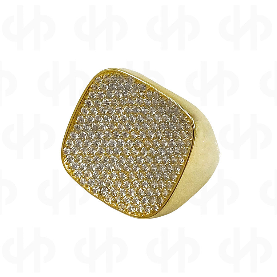 Bright Square Ring with Cubic Zirconia