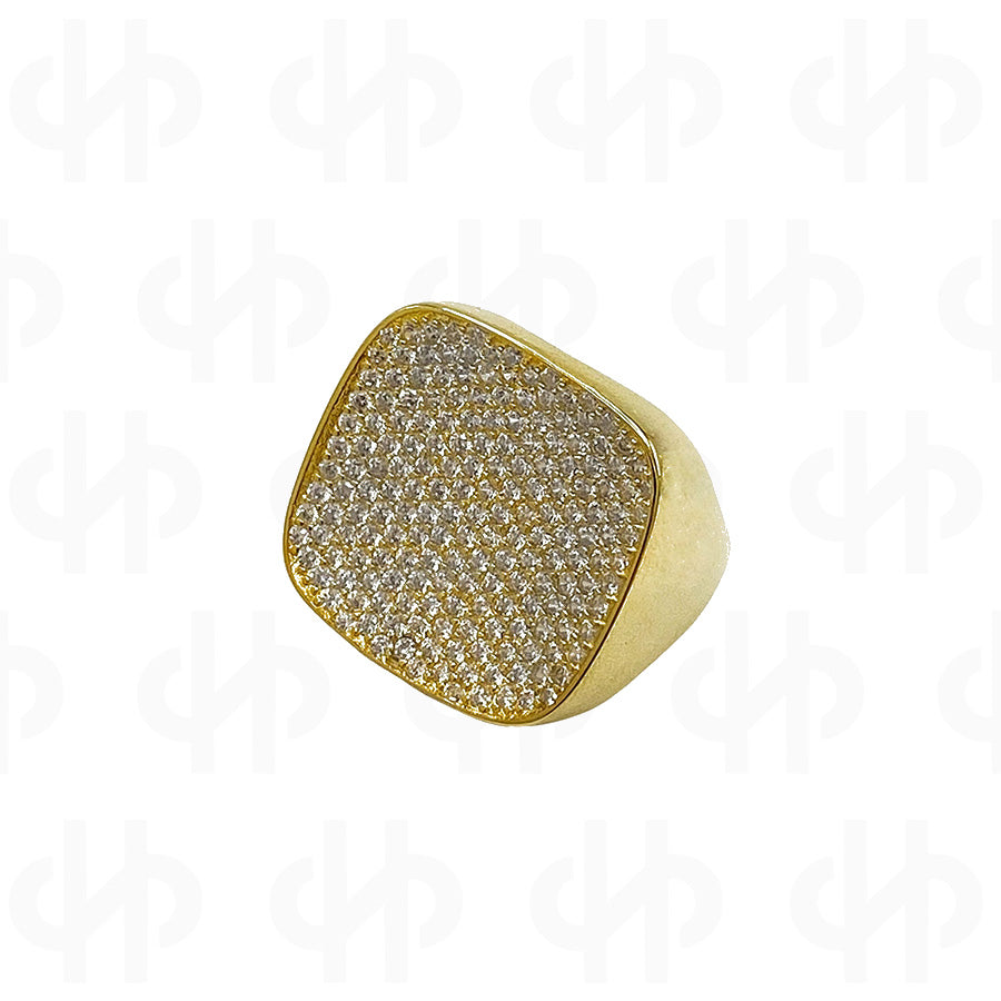 Bright Square Ring with Cubic Zirconia