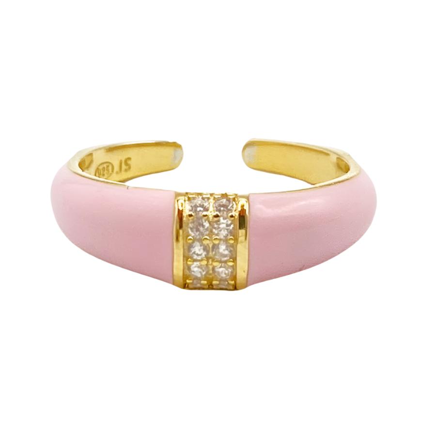 Enamel Ring with White Zirconia | Pink