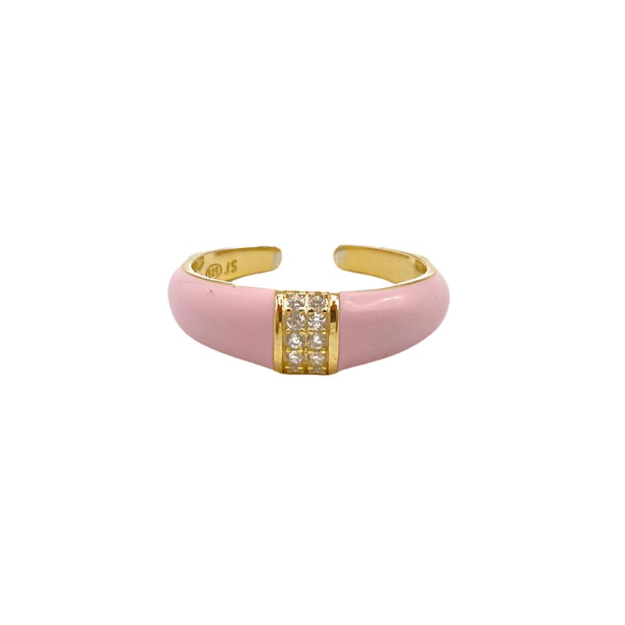 Enamel Ring with White Zirconia | Pink