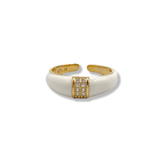 Enamel Ring with White Zirconia | White