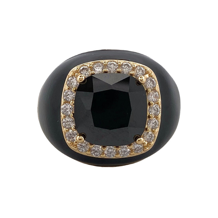 Chevalier Ring with Enamel and Stone | Black