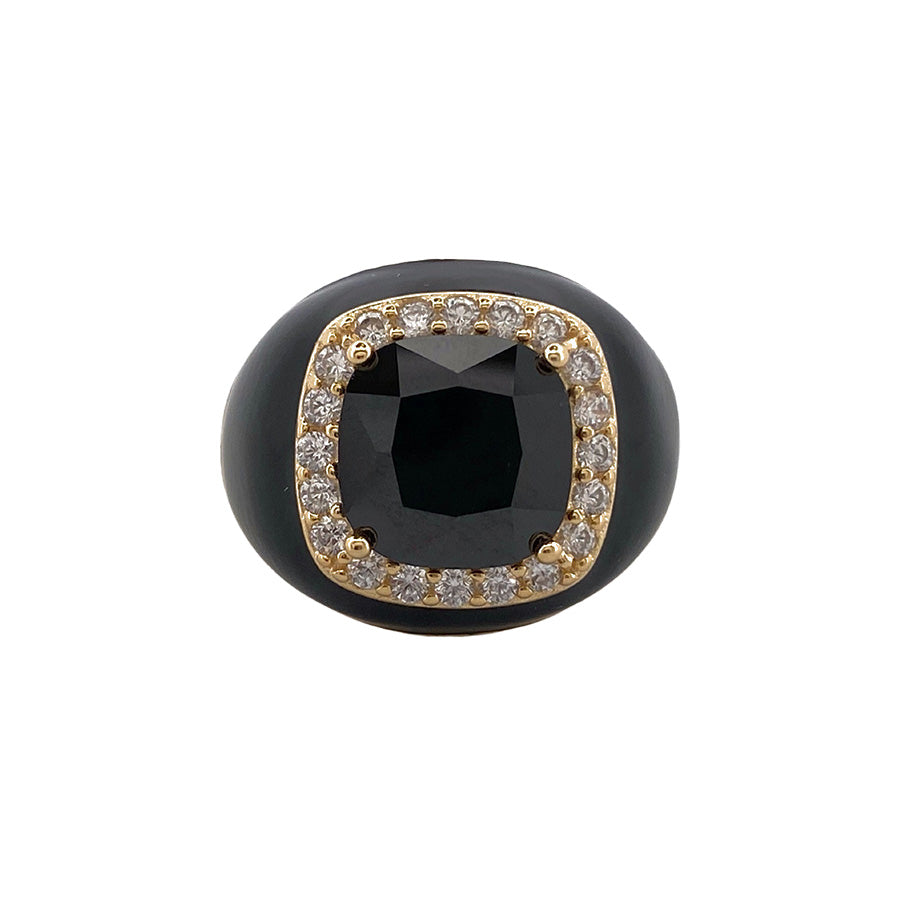 Chevalier Ring with Enamel and Stone | Black