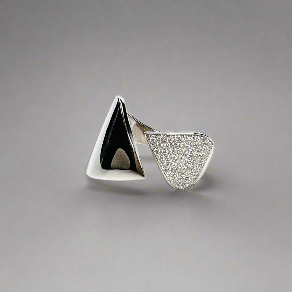 Drop shape ring | Rhodium