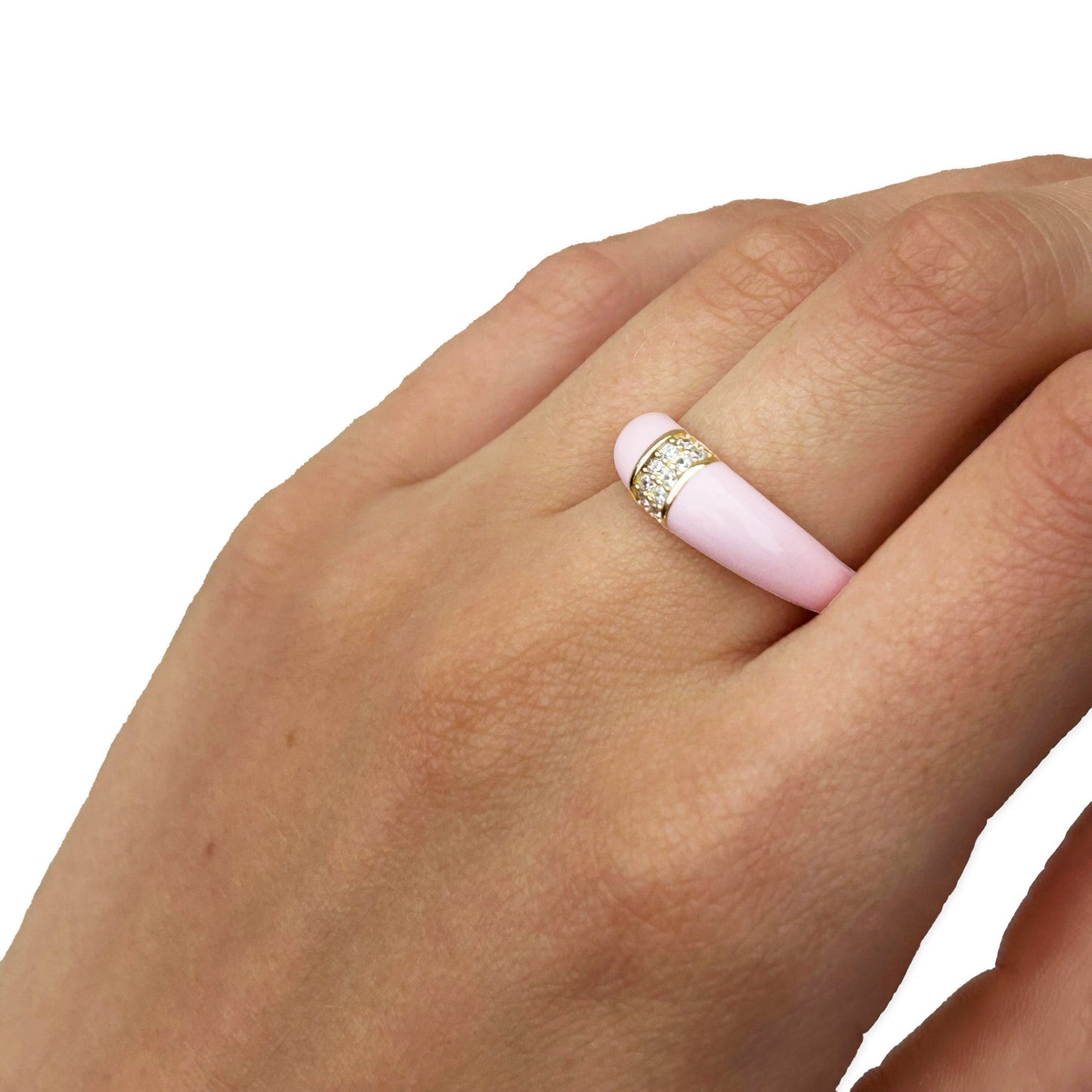 Enamel Ring with White Zirconia | Pink