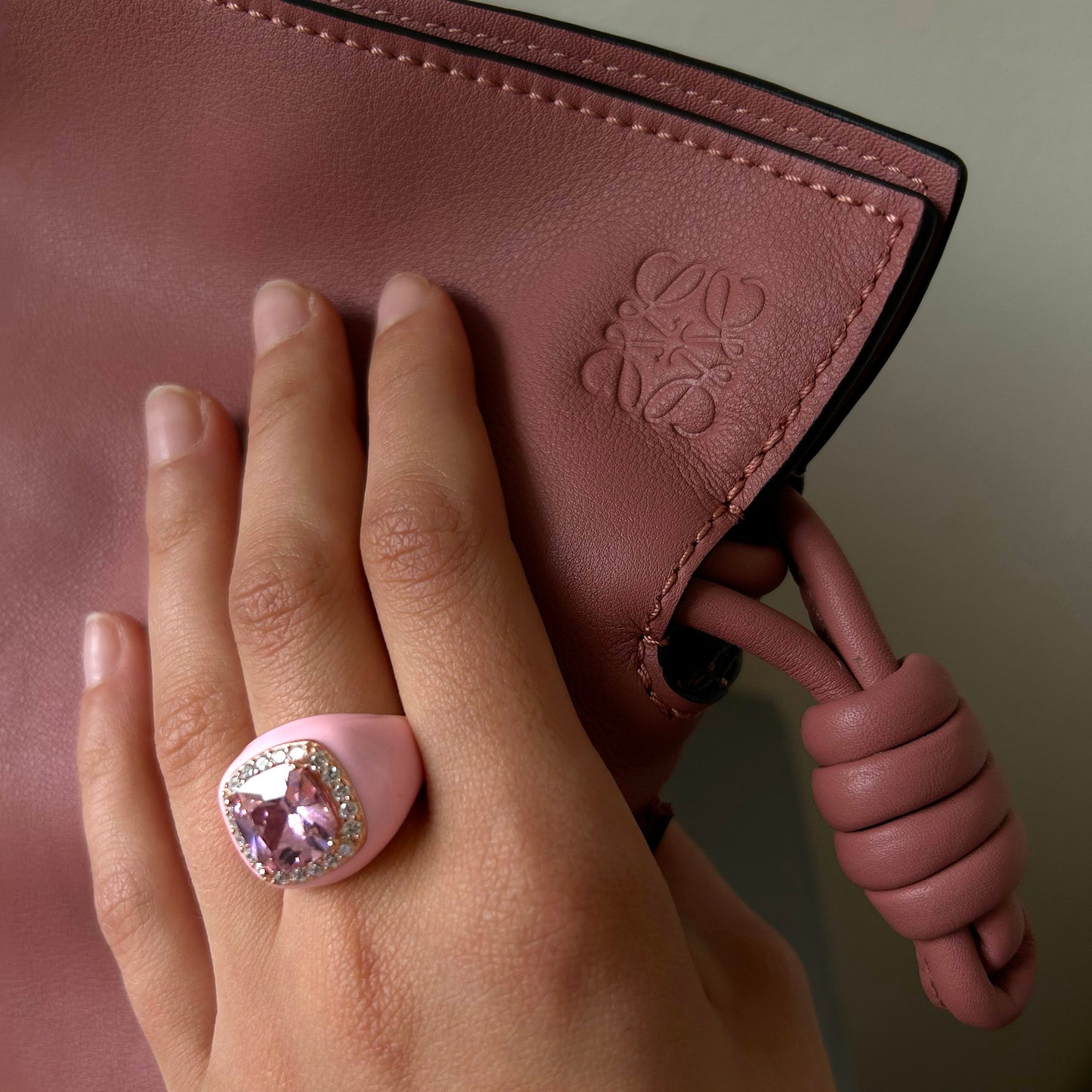 Chevalier Ring with Enamel and Stone | Pink