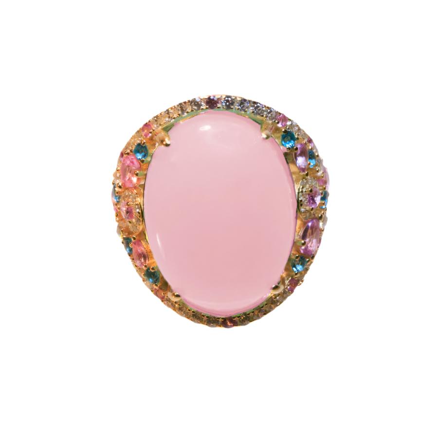 Ring Oval with Swaroski stones | Pink