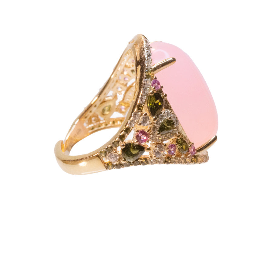 Ring Oval with Swaroski stones | Pink